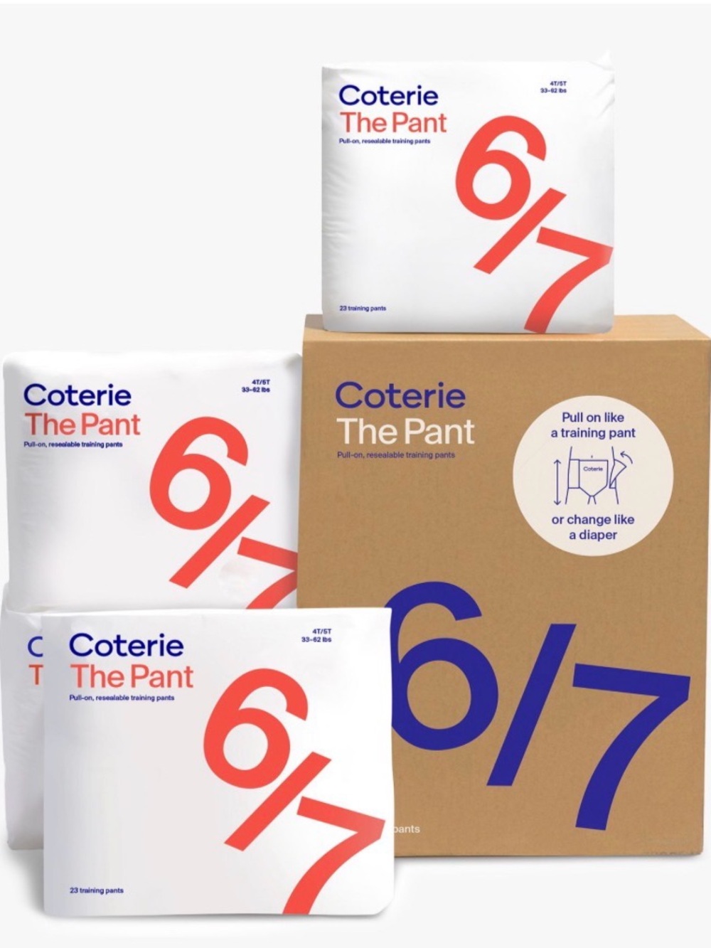 Coterie The Pant Training Pants size 6/7 - 3 packs